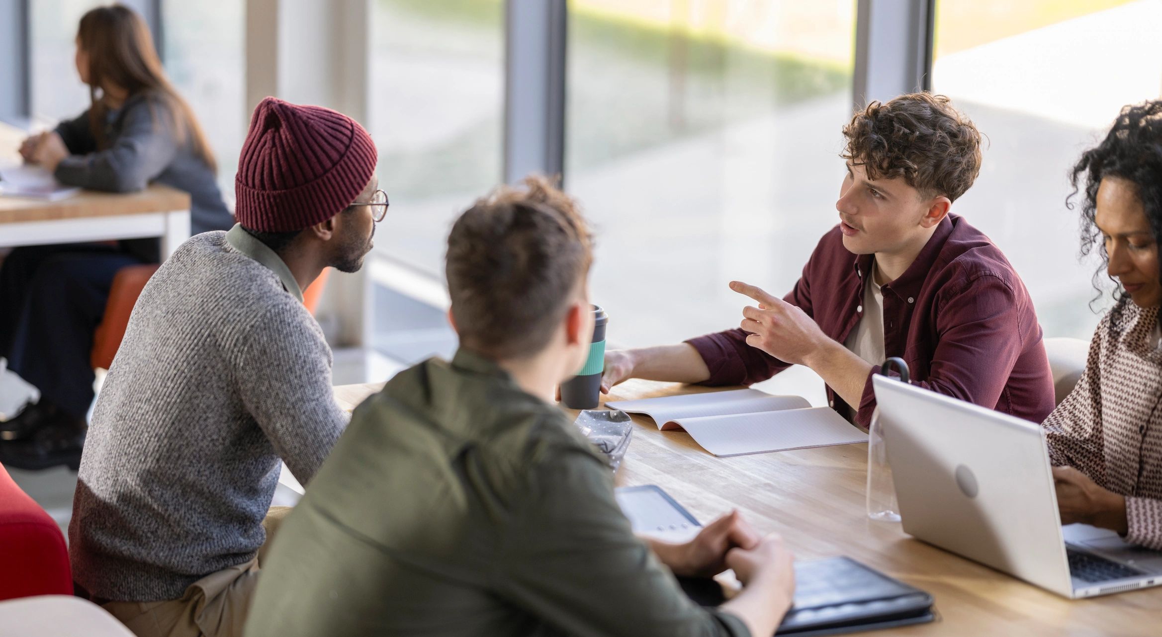 International students meeting with an advisor